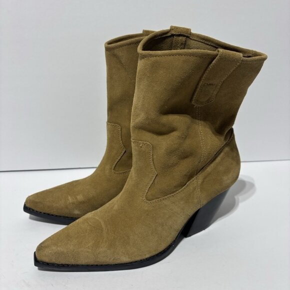 Zara Women’s Brown Suede Western Boots, Size EUR 39, US 8 M - Picture 5 of 6